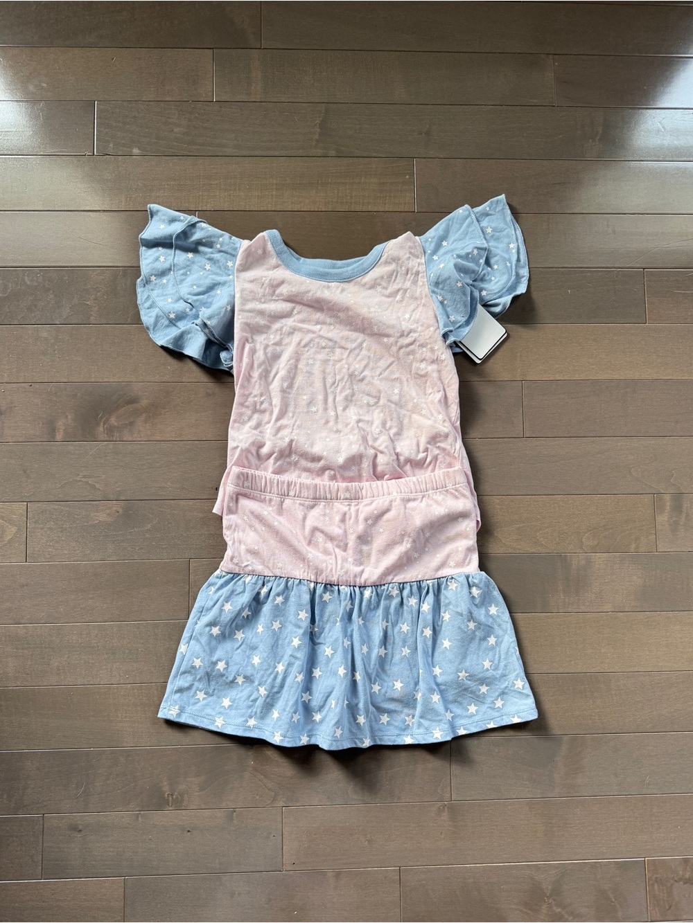 Chaser Girls Pink Bodice Blue Star Ruffle Dress